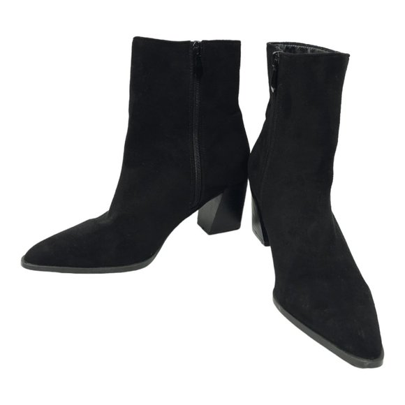 Mata Shoes - Mata Kelsie Faux Suede Back Zip Ankle Boot Womens Size 8 Block Heel Pointed Toe